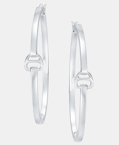 Ralph Lauren Equestrian 40mm Hoop Earrings In Sterling Silver In Metallic