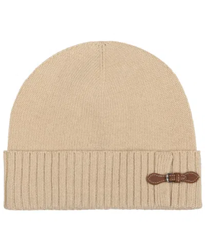 Ralph Lauren Equestrian Buckle Merino Knit Hat In Lauren Camel