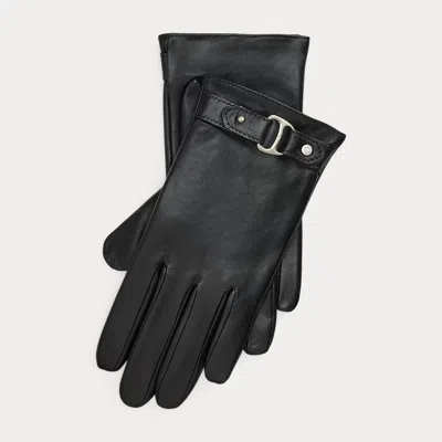 Ralph Lauren Equestrian D-ring Sheepskin Gloves In Black