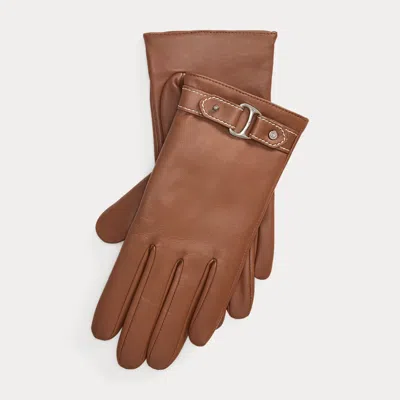 Ralph Lauren Equestrian D-ring Sheepskin Gloves In Cuoio