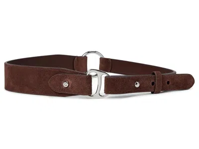 Ralph Lauren Equestrian D-ring Suede Belt Women's Belts Dark Hickory: Xl In Brown
