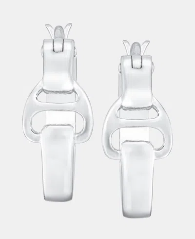 Ralph Lauren Equestrian Hoop Earrings In Sterling Silver In Gray