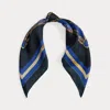 Ralph Lauren Equestrian-motif Silk Square Scarf In Blue