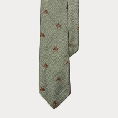 Ralph Lauren Equestrian-patterned Silk Twill Tie In Green