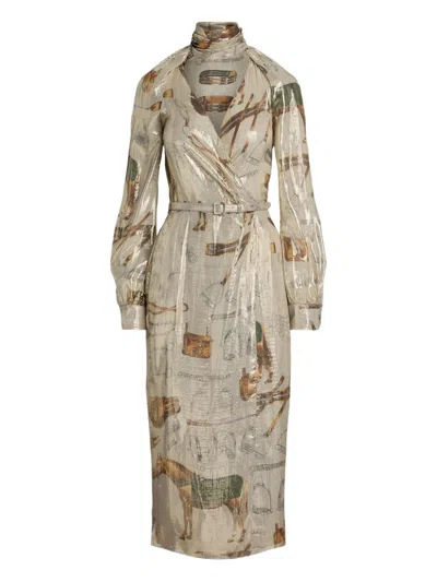 Ralph Lauren Equestrian-print Belted Wrap Dress