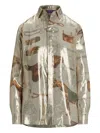 Ralph Lauren Evelina Equestrian Metallic Silk Shirt In White