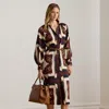 Ralph Lauren Equestrian-print Twill Midi Shirtdress In Brown