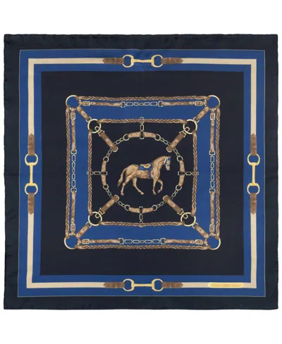 Ralph Lauren Equestrian Small Square Scarf In Navy
