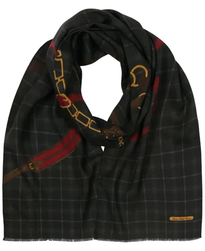 Ralph Lauren Equestrian Tattersall Oblong Scarf In Black