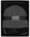 Ralph Lauren Equestrian Woven Scarf And Knit Hat Gift Set In Black