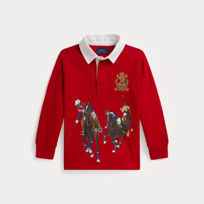 Ralph Lauren Kids' Equestrian-print Cotton Rugby Shirt In Down The Field Print In Red