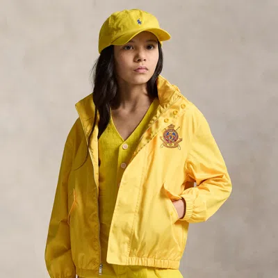 Ralph Lauren Kids' Equestrian-print Hooded Jacket In Chrome Yellow In Multi