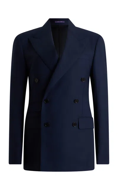 Ralph Lauren Eric Double-breasted Wool Blazer In Blue
