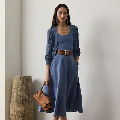 Ralph Lauren Erica Linen Skirt In Cornflower
