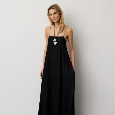 Ralph Lauren Erickson Satin Evening Dress In Black