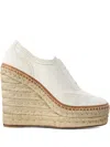 Ralph Lauren Calf Leather Barlowe Wedge Espadrilles 110 In White