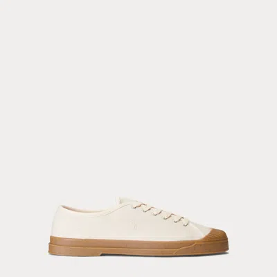Polo Ralph Lauren Essence 100 Canvas Cap-toe Sneaker In Winter Cream In Neutral