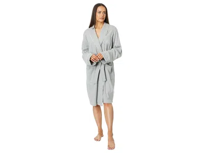 Ralph Lauren Essentials Quilted Collar And Cuff Robe In Gray