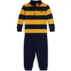 Ralph Lauren Estate Rib Mock Neck Shirt & Pants Set In Black
