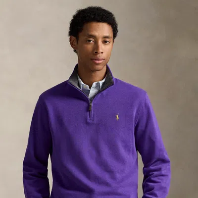 Ralph Lauren Estate-rib Quarter-zip Pullover In Purple