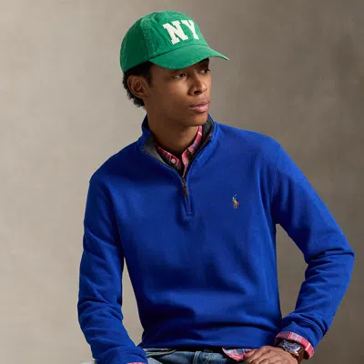 Ralph Lauren Estate-rib Quarter-zip Pullover In Blue