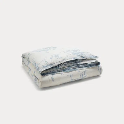 Ralph Lauren Eva Botanical Sateen Duvet Cover Set In Cream And Blue