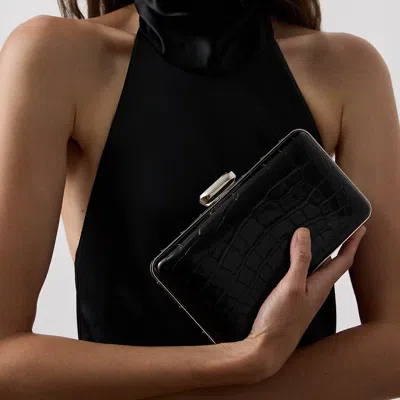 Ralph Lauren Evening Clutch In Alligator In Black