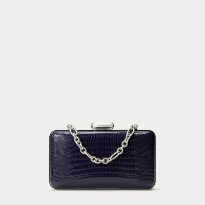 Ralph Lauren Evening Clutch In Tegu Lizard In Lux Navy In Blue