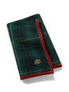 Ralph Lauren Everett Plaid Velvet-trim Blanket In Green