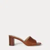 Ralph Lauren Everley Block-heel Calfskin Sandal In Lauren Tan