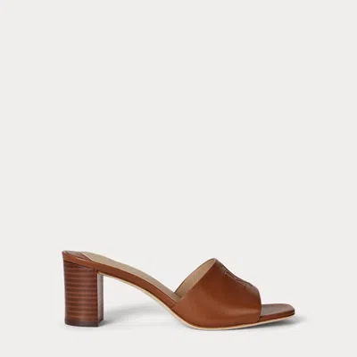 Ralph Lauren Everley Block-heel Calfskin Sandal In Lauren Tan