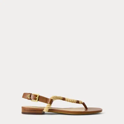 Ralph Lauren Everley Calfskin & Rope Sandal In Lauren Tan/natural In Multi
