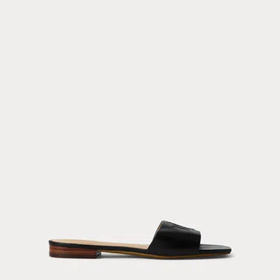 Ralph Lauren Everley Calfskin Slide Sandal In Black In Multi