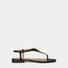 Ralph Lauren Everley Ii Crosshatch Leather Sandal In Black