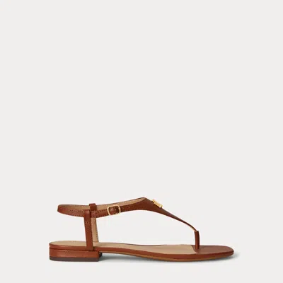Ralph Lauren Everley Ii Crosshatch Leather Sandal In Brown