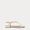 Ralph Lauren Everley Ii Crosshatch Leather Sandal In White