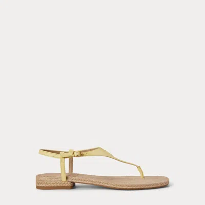 Ralph Lauren Everley Iii Nappa Leather Sandal In Lemon Sorbet In Blue