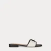Ralph Lauren Everley Leather-trim Canvas Slide Sandal In Black