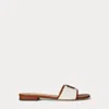 Ralph Lauren Everley Leather-trim Canvas Slide Sandal In Brown