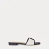Ralph Lauren Everley Leather-trim Canvas Slide Sandal In White