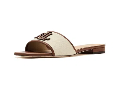 Ralph Lauren Everley Leather-trim Canvas Slide Sandals