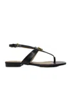 Ralph Lauren Everley Black Calfskin Leather Toe Post Sandals Co In Black