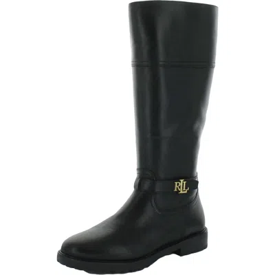 Ralph Lauren Everly Womens Leather Tall Mid-calf Boots In Black