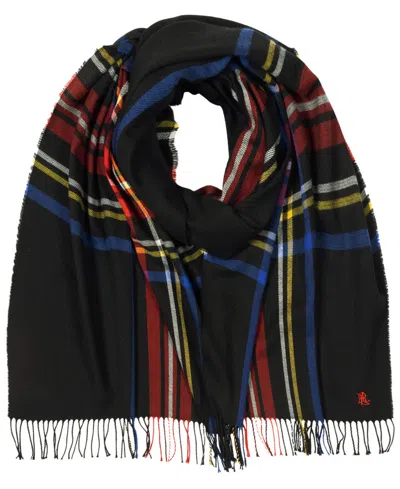 Ralph Lauren Exploded Plaid Merino Scarf In Black Stewart