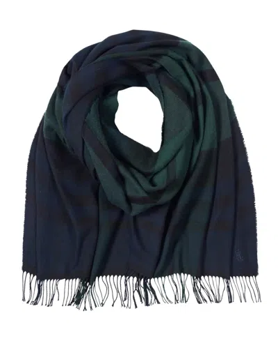 Ralph Lauren Exploded Plaid Merino Scarf In Navy,green
