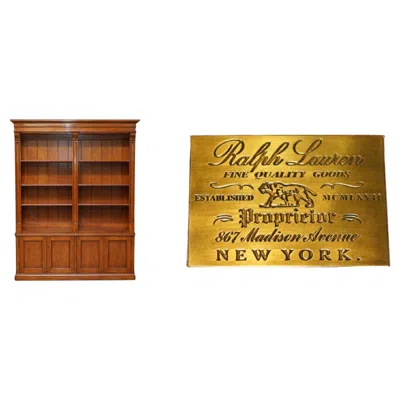 Pre-owned Ralph Lauren Exquisite Extra Large  Hardwood Madison Avenue Open Library Bookcase In Brown