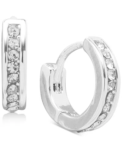 Ralph Lauren Extra-small Pave Huggie Hoop Earrings, 0.44" In Silver