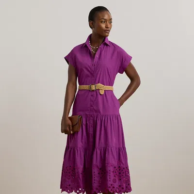 Ralph Lauren Eyelet Broadcloth Tiered Shirtdress