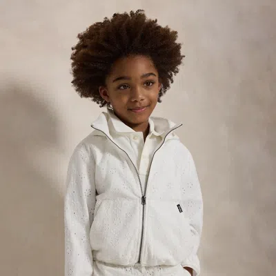 Ralph Lauren Kids' Eyelet Cotton Hooded Jacket In Deckwash White