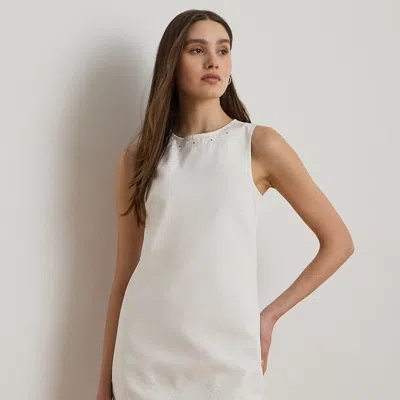 Ralph Lauren Eyelet Denim Sleeveless Shift Dress